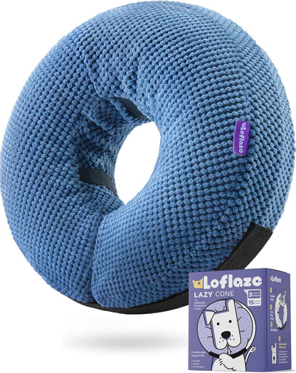 Inflatable Dog Cone Collar - Dog Neck Donut Cone Collar Alternative after Surgery - Soft Cone for Large Medium Small Dogs Cats - Alternative Recovery E Collar (Blue, M+)