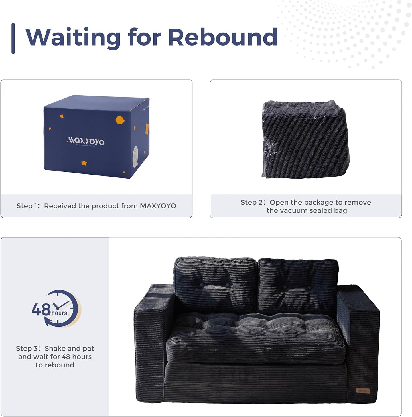 Convertible Sofa Bed, Pull Out Loveseat Sofa Couch, 2 in 1 Folding Couch Bed, Fold Out Floor Couch with Pillows for Living Room Bedroom Lounge, Black