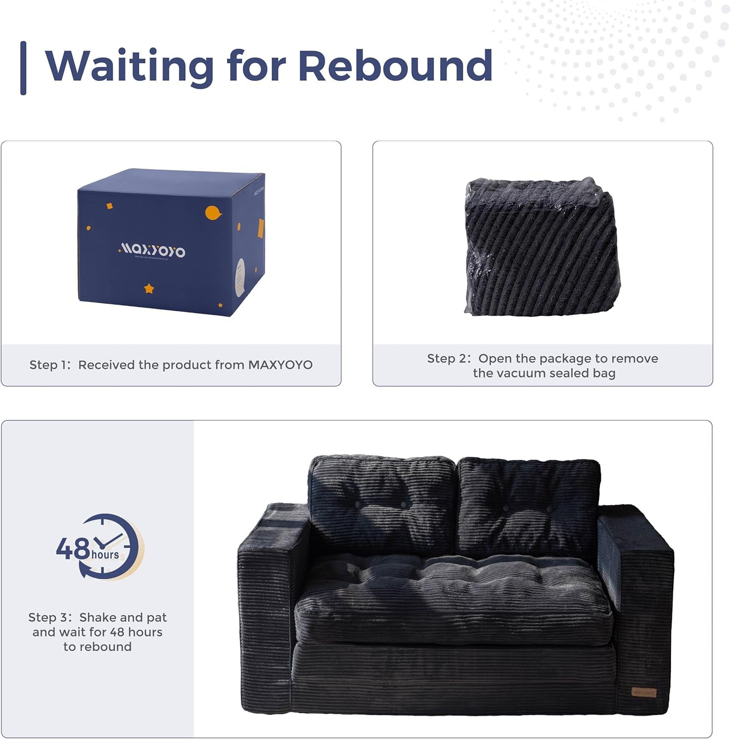 Convertible Sofa Bed, Pull Out Loveseat Sofa Couch, 2 in 1 Folding Couch Bed, Fold Out Floor Couch with Pillows for Living Room Bedroom Lounge, Black
