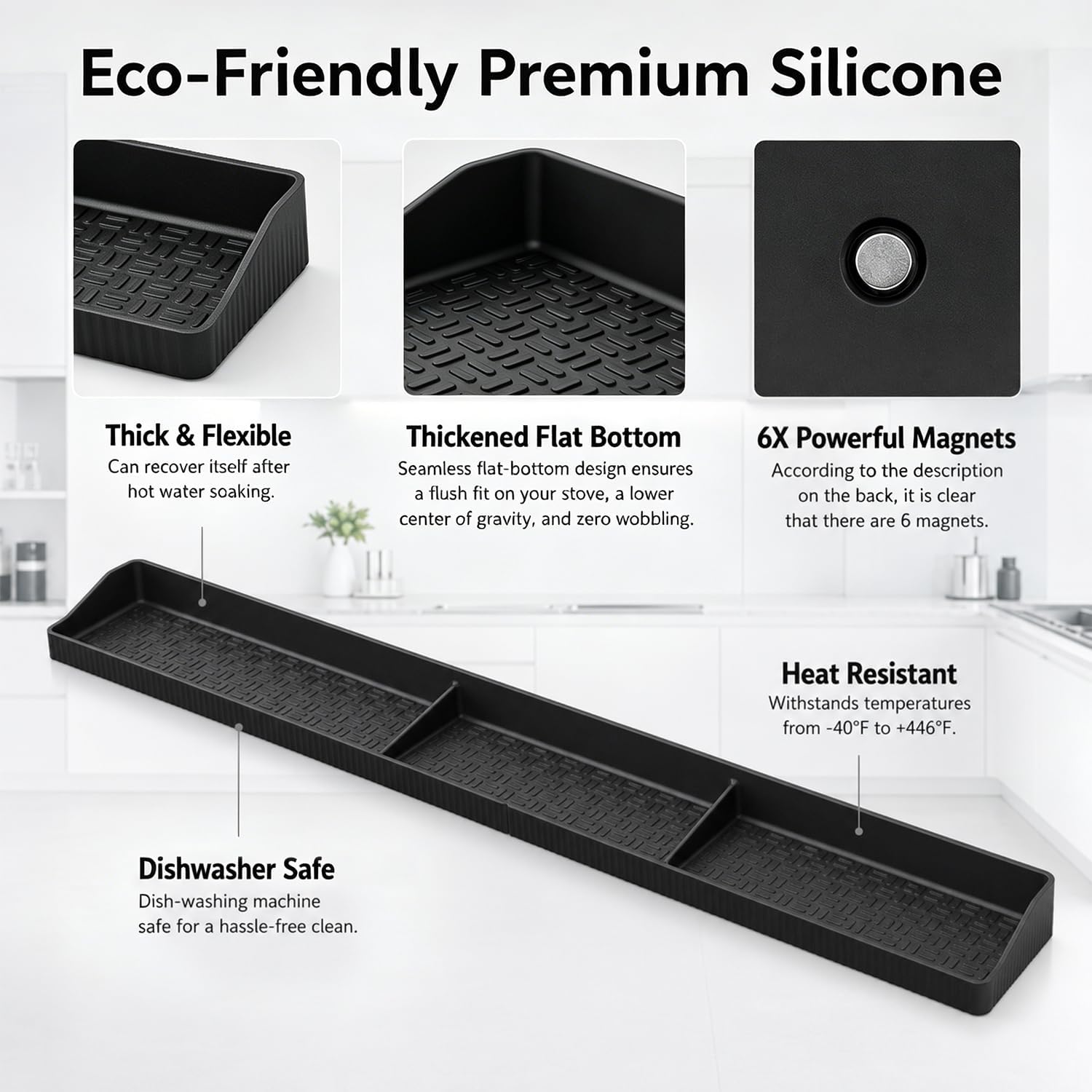 30" Magnetic Stove Top Shelf, Silicone over the Stove Spice Rack Organizer