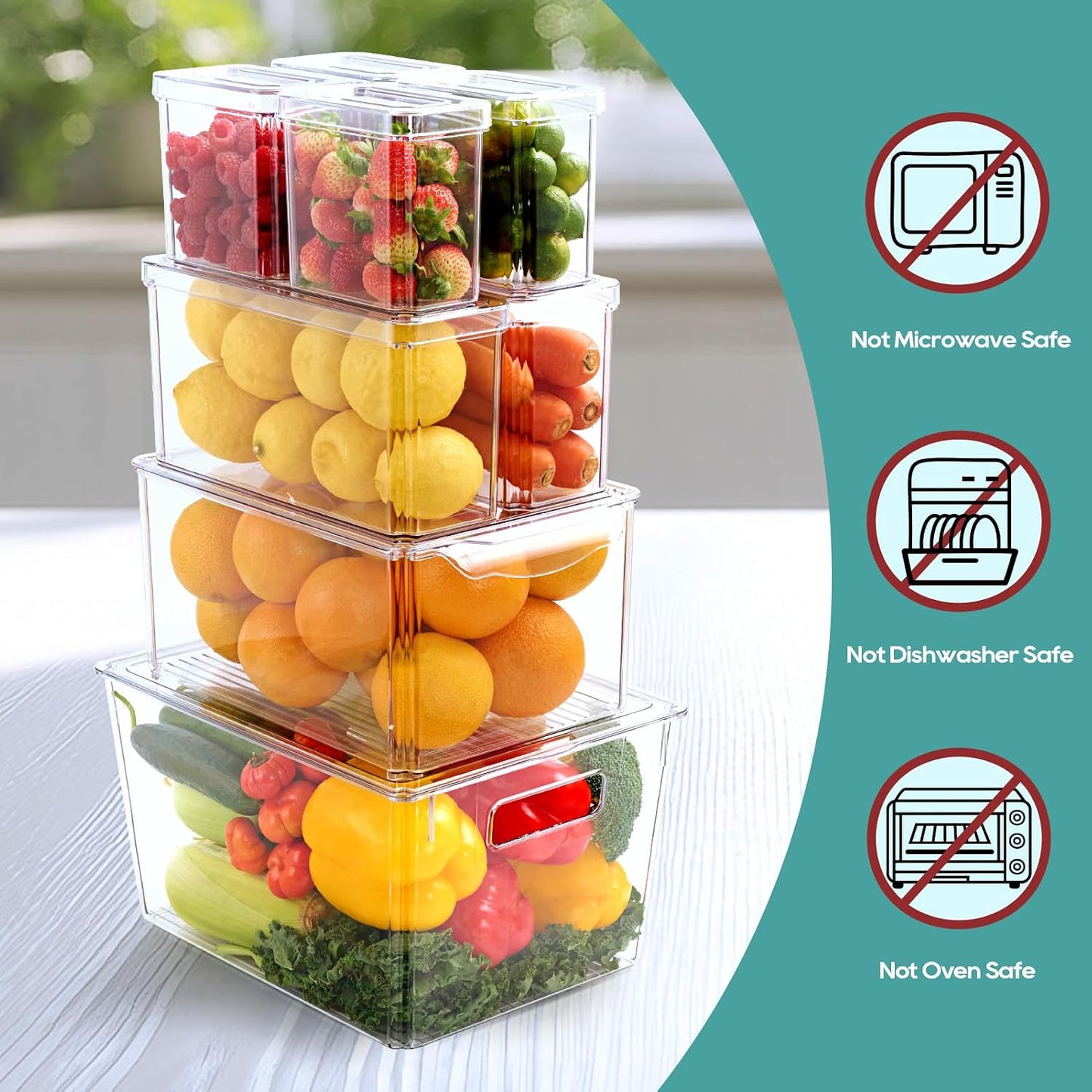 8 Pack Fridge Organizers, Clear Stackable Organizer Bins with Lids