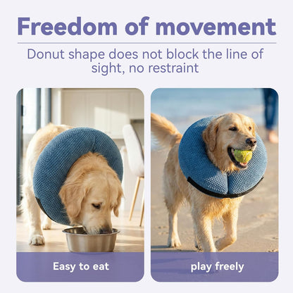 Inflatable Dog Cone Collar - Dog Neck Donut Cone Collar Alternative after Surgery - Soft Cone for Large Medium Small Dogs Cats - Alternative Recovery E Collar (Blue, M+)