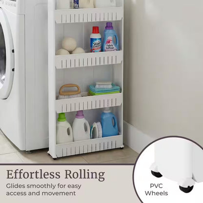 Slim Slide Out White Kitchen Cart