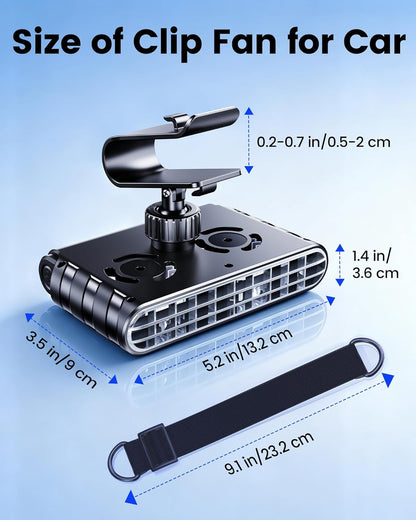 Car Clip on Fan for SUV Pickup Truck RV Visors No Blocking (Black)