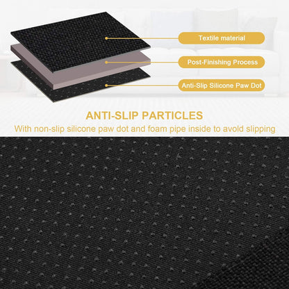 Sofa Armrest Organizer Non-Slip Remote Control Holders for Recliner Couch Chair Armchair Caddy with 5 Pockets for Table,Cell Phone,Ipad,Magazines,Books (Black, 13 X 35 Inch)