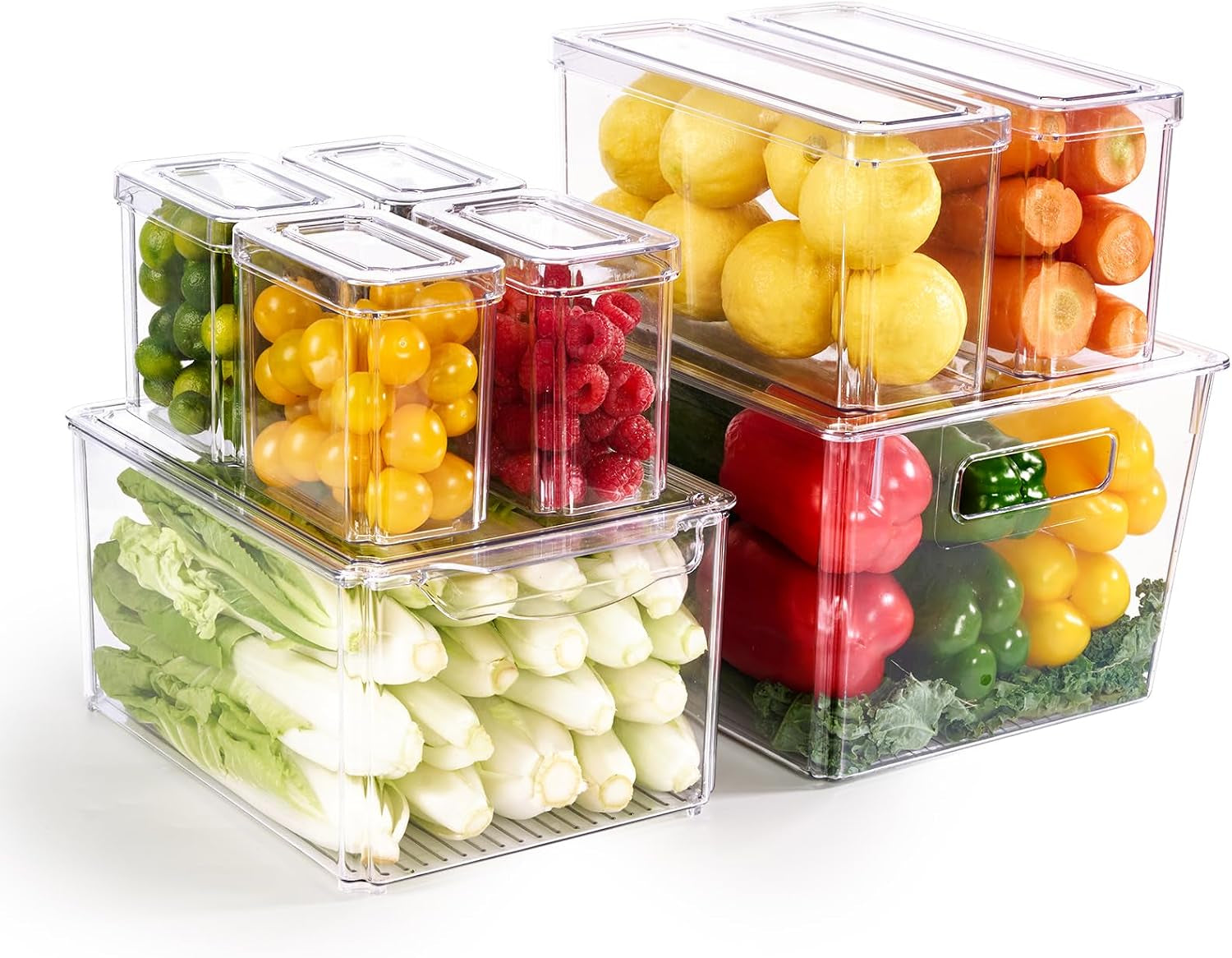8 Pack Fridge Organizers, Clear Stackable Organizer Bins with Lids