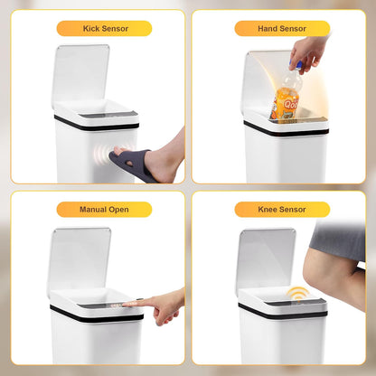 Bathroom Trash Can Automatic Touchless 2.6 Gallon Small Smart Trash Cans with Lid Slim Garbage Can for Kitchen, Toilet, Bedroom, RV, Living Room