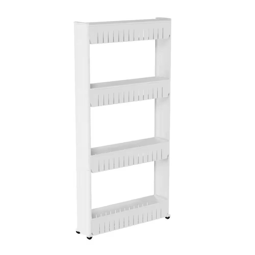 Slim Slide Out White Kitchen Cart